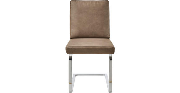 SCHWINGSTUHL in Stahl Mikrofaser - Taupe/Chromfarben, Design, Textil/Metall (46/92/60cm) - Dieter Knoll