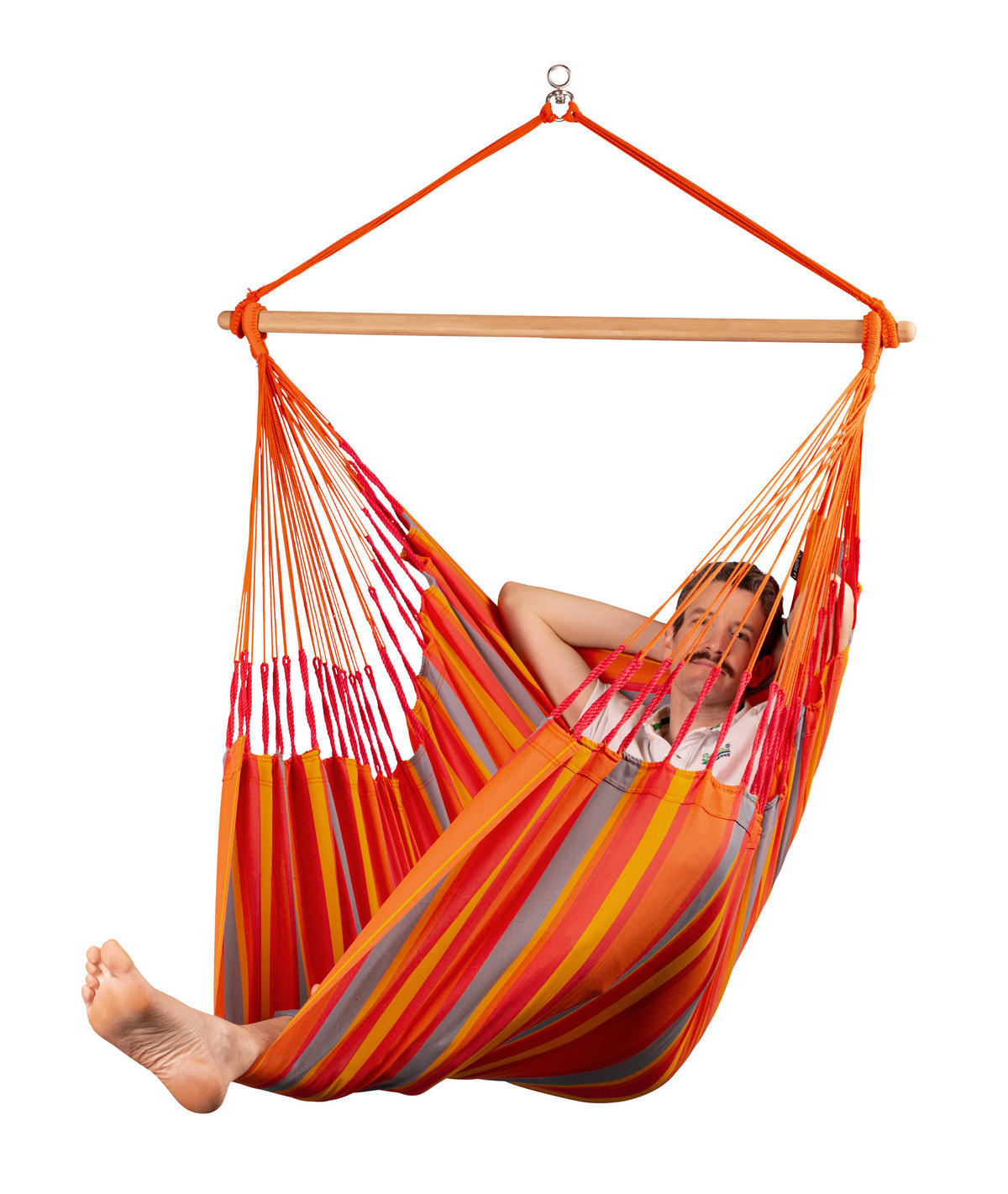 HÄNGESESSEL comfort outdoor 110/160/180 cm  - Gelb/Rot, LIFESTYLE, Holz/Textil (110/160/180cm) - La Siesta