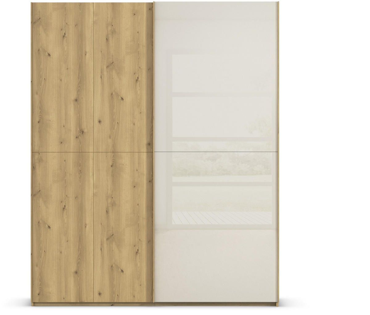 SCHWEBETÜRENSCHRANK 180/223/68 cm 2-türig Eichefarben, Champagner  - Champagner/Eichefarben, Design, Glas/Holz (180/223/68cm) - Novel