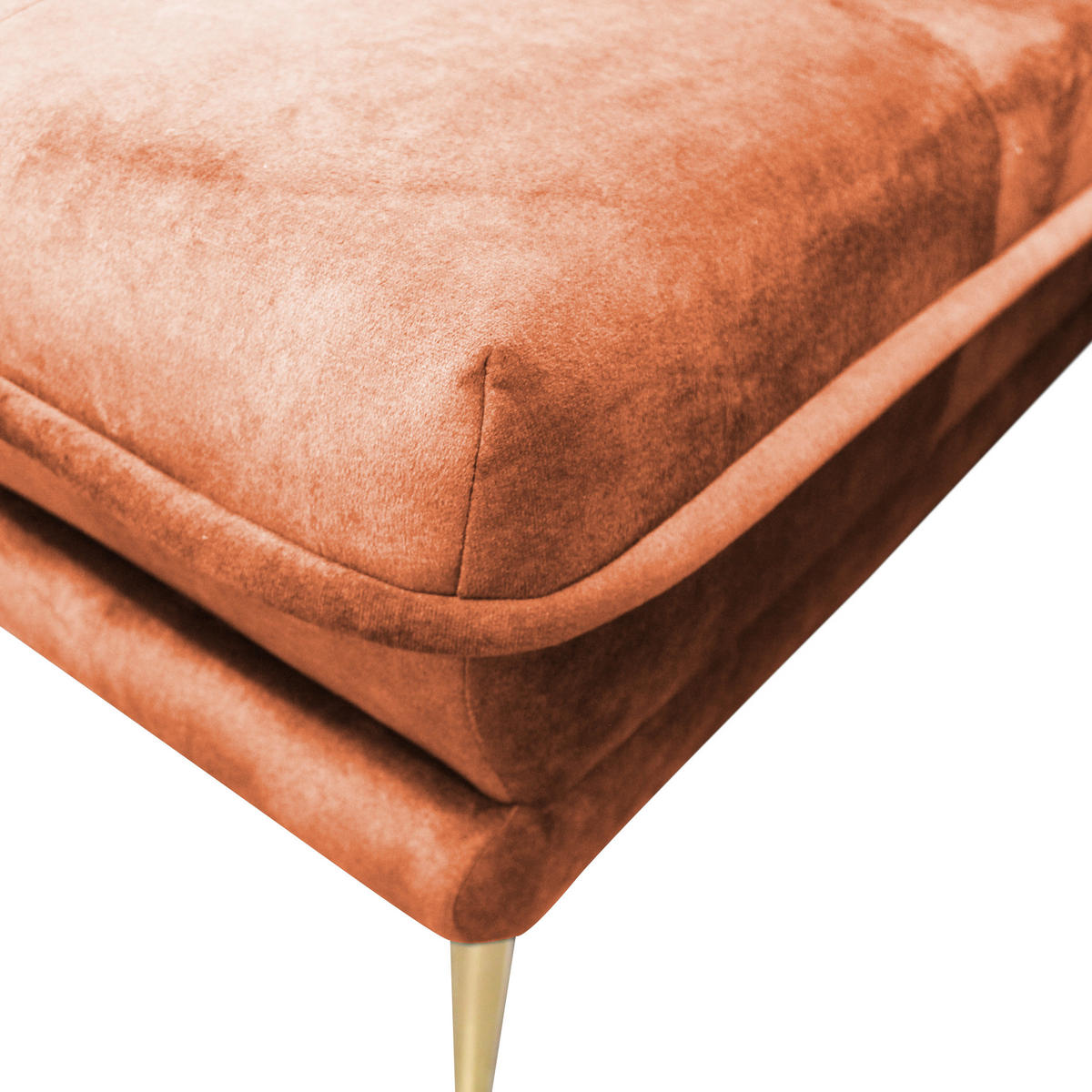 ECKSOFA in Velours Rostfarben  196/264 cm  - Rostfarben/Goldfarben, Design, Textil/Metall (196/264cm) - MID.YOU