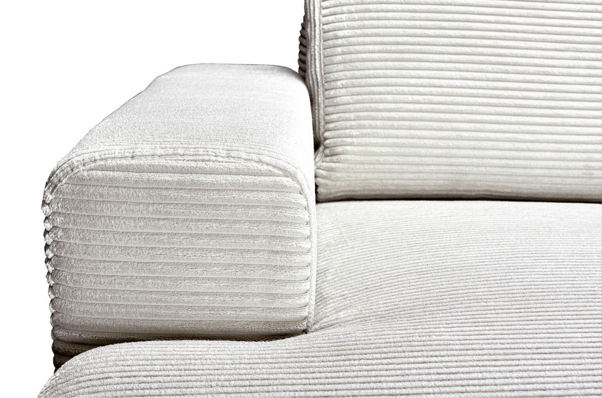 ECKSOFA Naturfarben Cord Rückenkissen, Bettkasten, Schlaffunktion, Rücken echt, Liegefläche im Originalstoff  - Schwarz/Naturfarben, KONVENTIONELL, Textil/Metall (150/240cm) - Carryhome