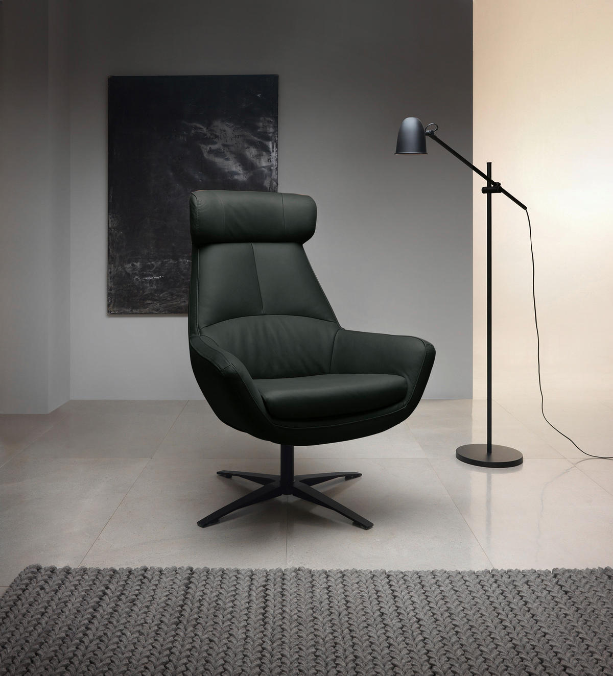SESSEL in Echtleder Schwarz  - Schwarz, MODERN, Leder/Metall (81/112/83cm) - Trendmanufaktur
