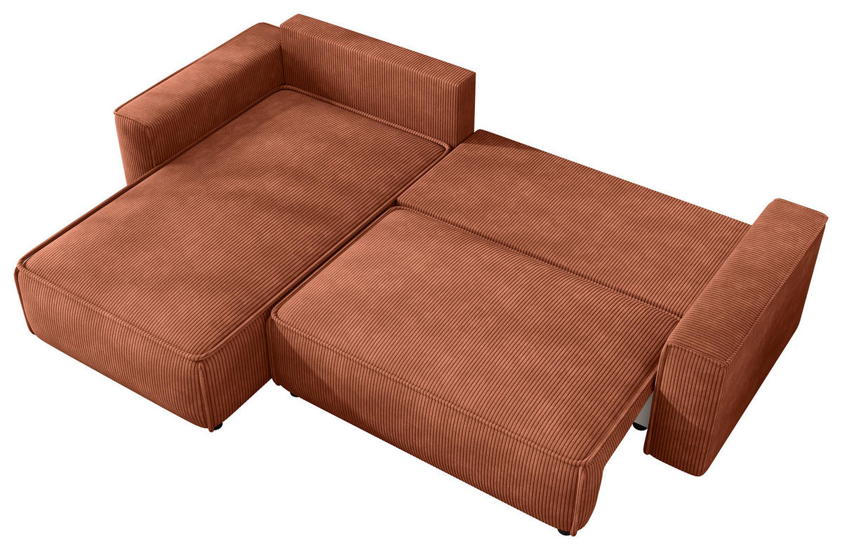 ECKSOFA  Cord Rostfarben  - Rostfarben/Schwarz, Modern, Kunststoff/Textil (190/280cm) - MID.YOU