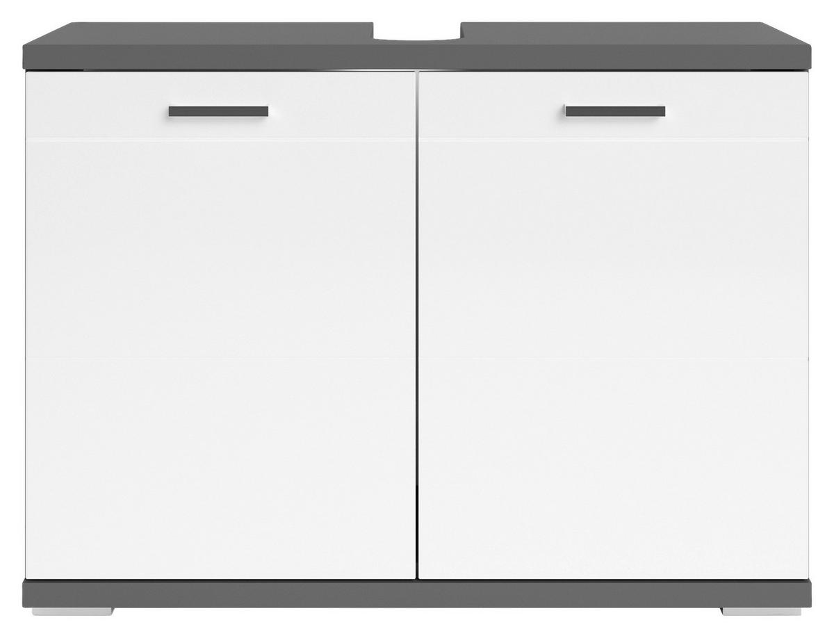 WASCHBECKENUNTERSCHRANK 80/59/31,5 cm  - Chromfarben/Weiß Hochglanz, MODERN, Holzwerkstoff/Metall (80/59/31,5cm) - MID.YOU