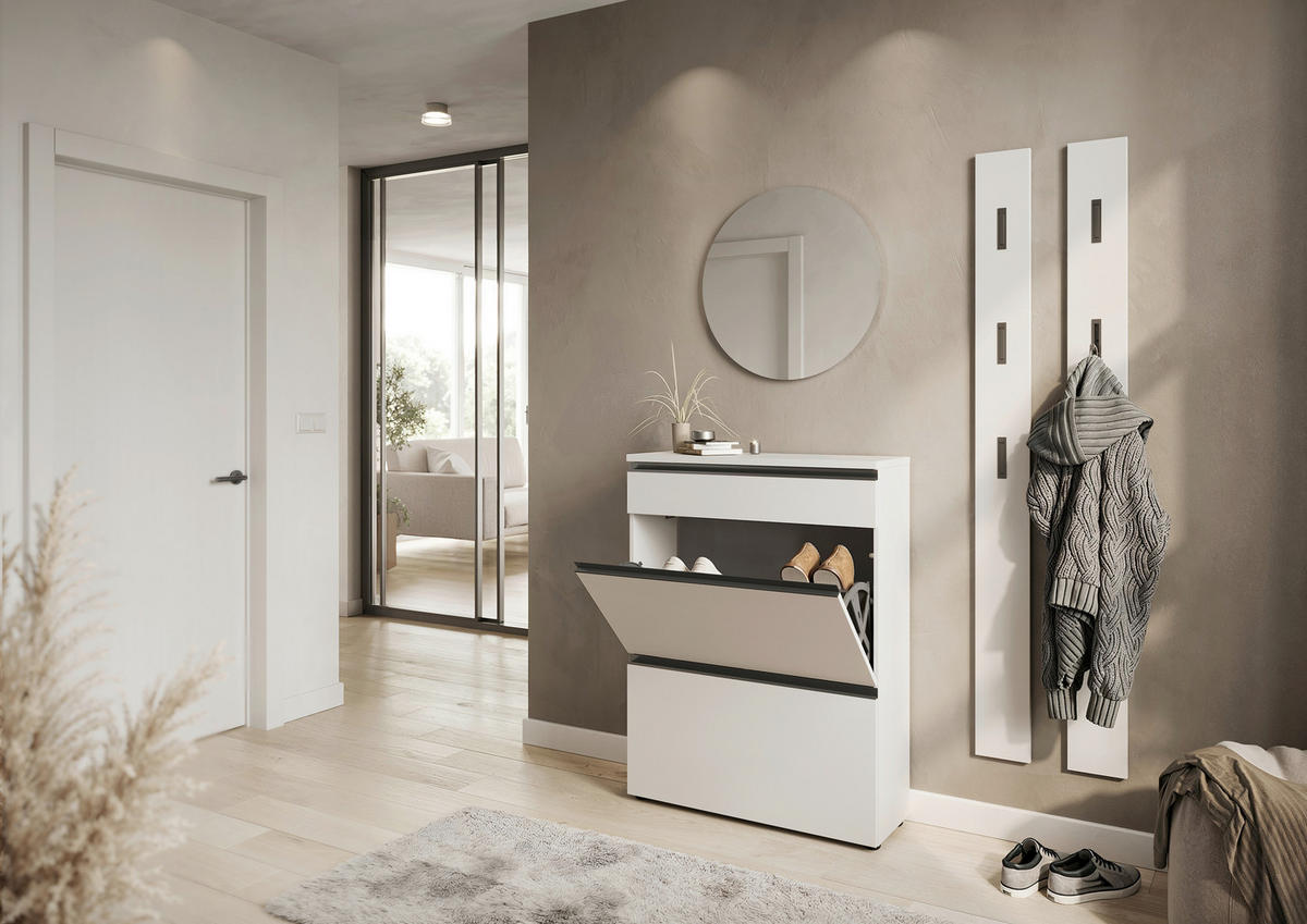 SCHUHSCHRANK Beige  - Beige/Schwarz, Design, Holzwerkstoff/Kunststoff (80/107/29cm) - MID.YOU