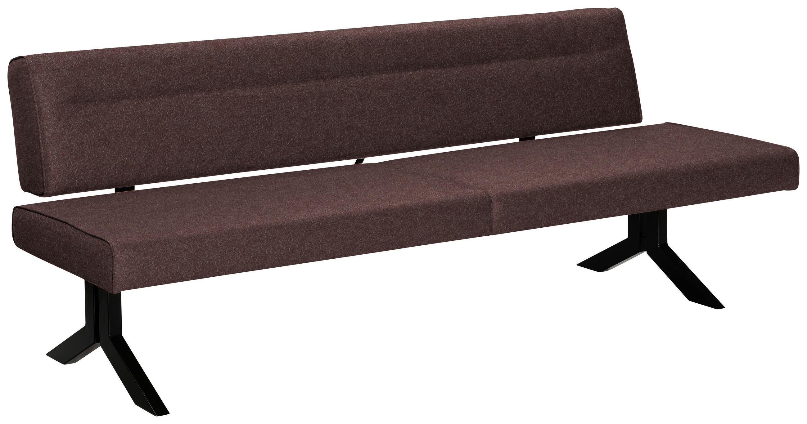 SITZBANK 220/87/70-86 cm  in Dunkelbraun  - Dunkelbraun/Schwarz, KONVENTIONELL, Textil/Metall (220/87/70-86cm) - Moderano