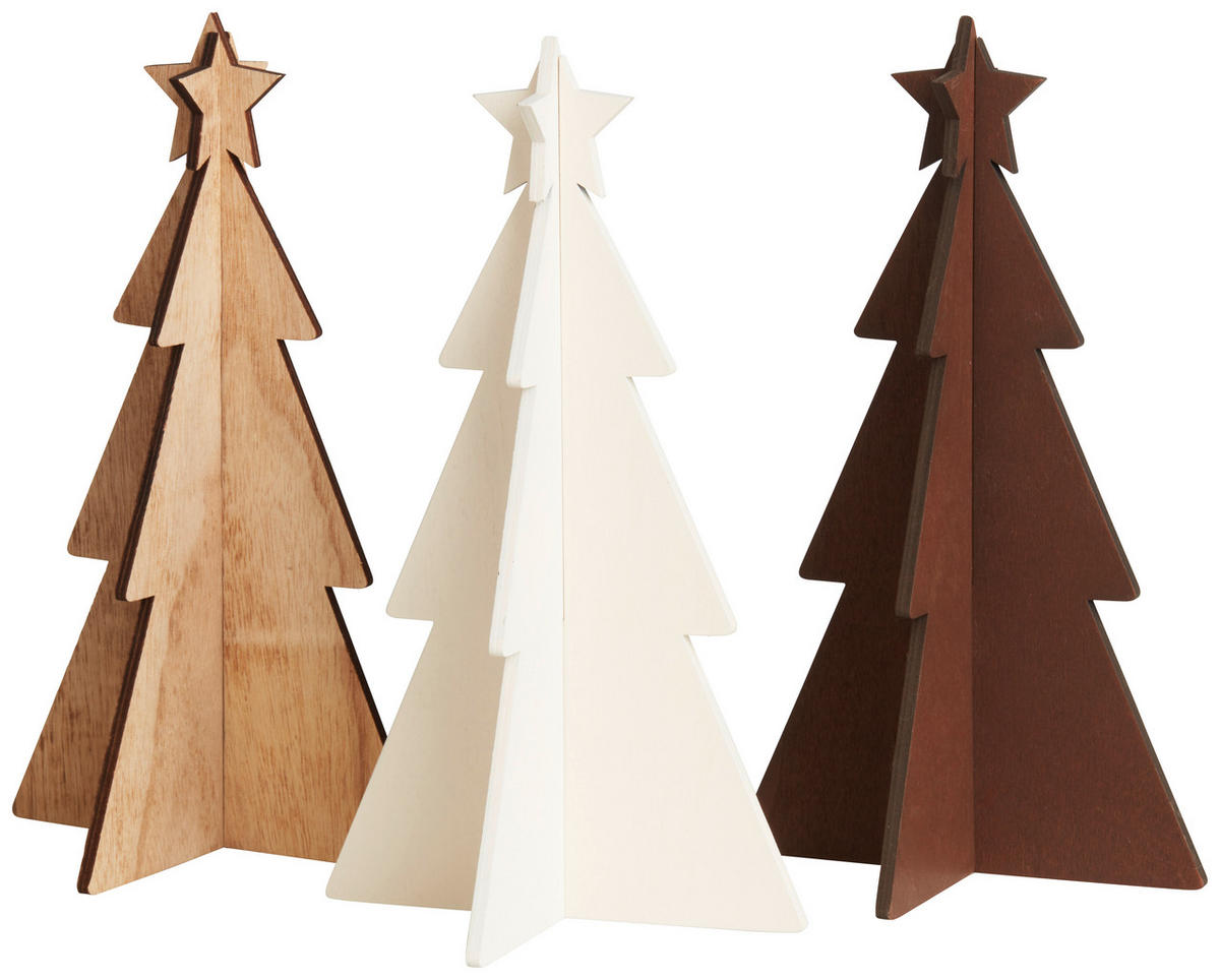 DEKORAČNÍ STROMEK - bílá/hnědá, Konvenční, kompozitní dřevo (25cm)