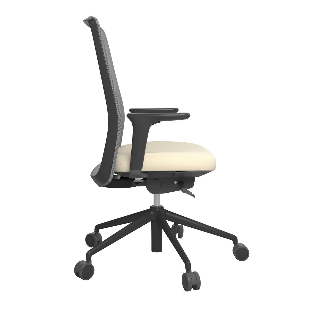 DREHSTUHL Grau, Schwarz, Beige  - Beige/Schwarz, MODERN, Leder/Kunststoff (70/103-115/70cm)