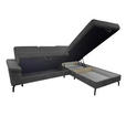 ECKSOFA Anthrazit Velours Bettkasten, Sitzvorzug  - Anthrazit/Schwarz, KONVENTIONELL, Textil/Metall (253/206cm) - Venda