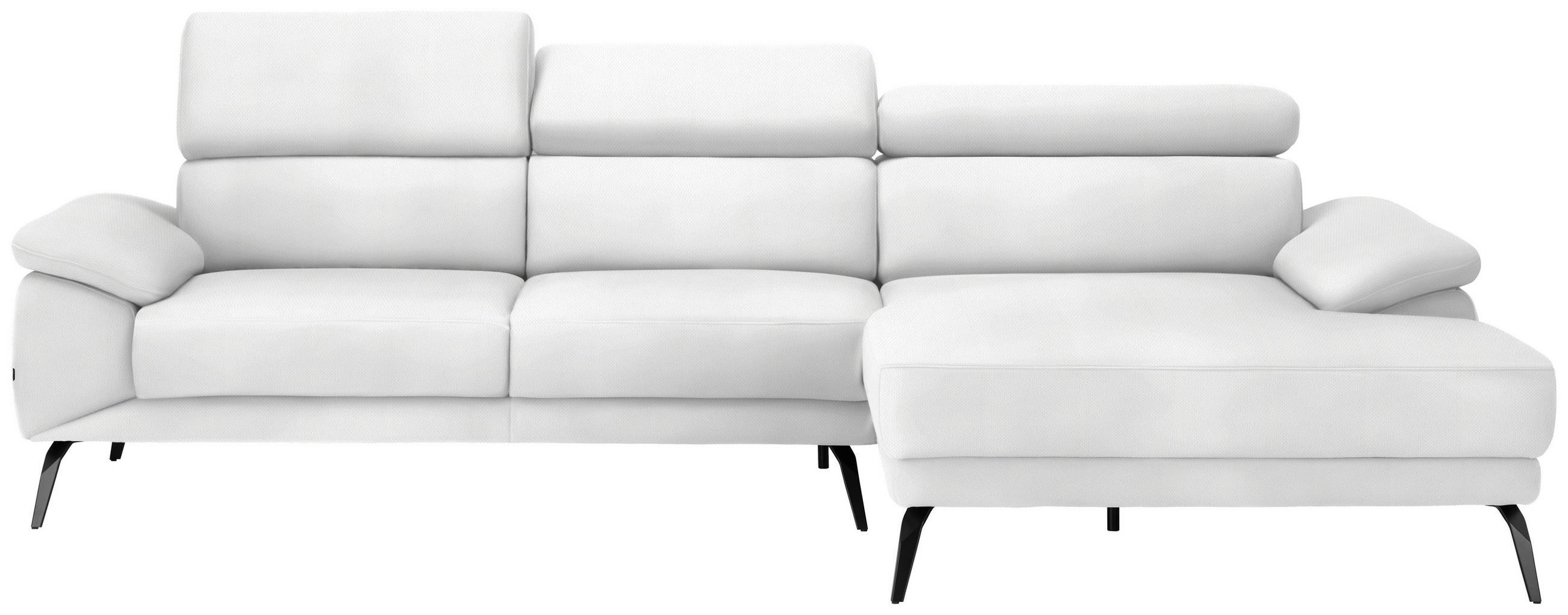 ECKSOFA Weiß Velours  - Schwarz/Weiß, Design, Textil/Metall (295/187cm) - Novel