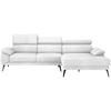 ECKSOFA Weiß Velours  - Schwarz/Weiß, Design, Textil/Metall (295/187cm) - Novel