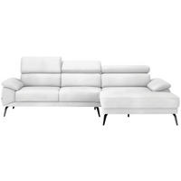 ECKSOFA in Velours Weiß  295/187 cm  - Schwarz/Weiß, Design, Textil/Metall (295/187cm) - Novel