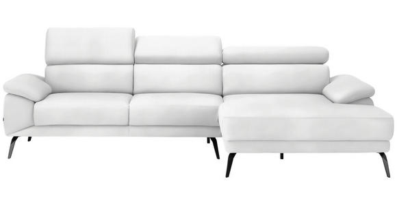 ECKSOFA in Velours Weiß  - Schwarz/Weiß, Design, Textil/Metall (295/187cm) - Novel