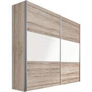 OMARA Z DRSNIMI VRATI, bela, hrast - aluminij/bela, Design, kovina/leseni material (250/236/68cm) - HOM`IN