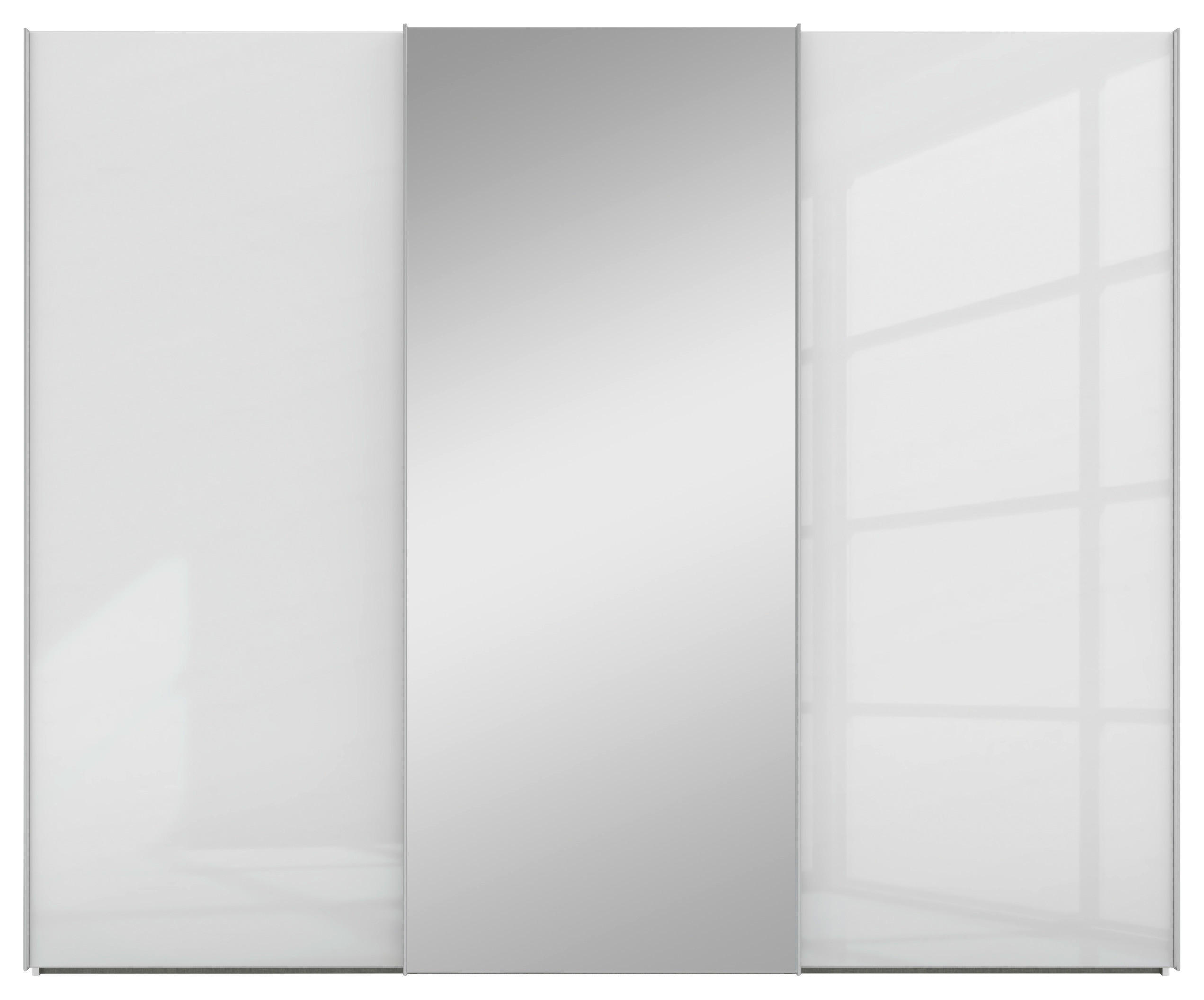 SCHWEBETÜRENSCHRANK 300/223/69 cm 3-türig  - Alufarben/Weiß, KONVENTIONELL, Glas/Holzwerkstoff (300/223/69cm) - Visionight