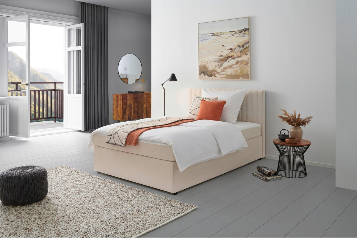 BOX KREVET    140/200 cm  - krem, Moderno, drvo/tekstil (140/200cm) - MID.YOU