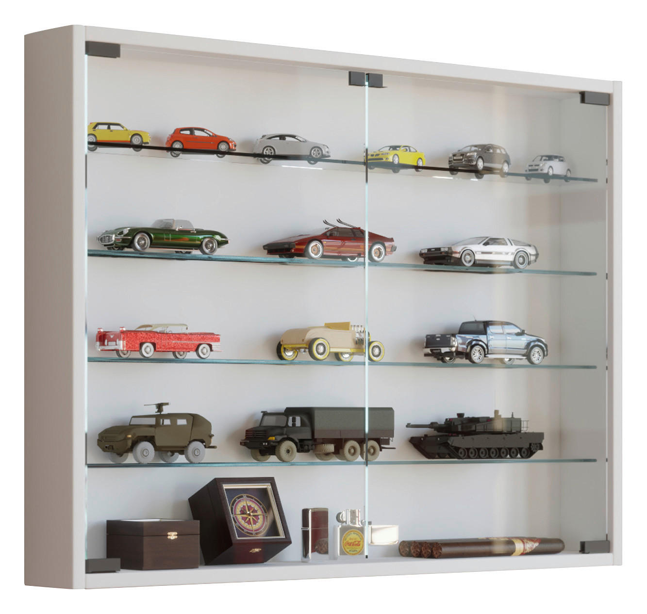HÄNGEVITRINE Weiß Befestigungsmaterial - Transparent/Schwarz, KONVENTIONELL, Glas/Kunststoff (80/60/10cm) - MID.YOU