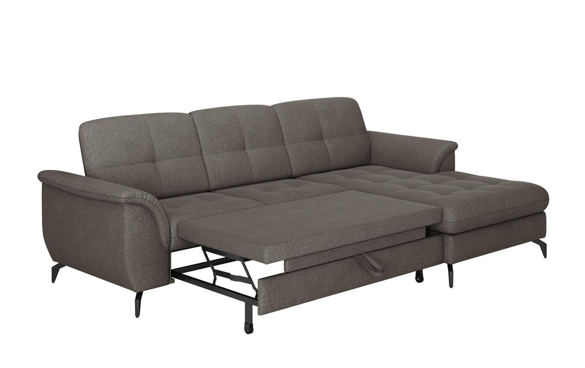 ECKSOFA ZORA E Graphitfarben Flachgewebe  - Schwarz/Graphitfarben, MODERN, Textil/Metall (262/164cm) - Sit & More