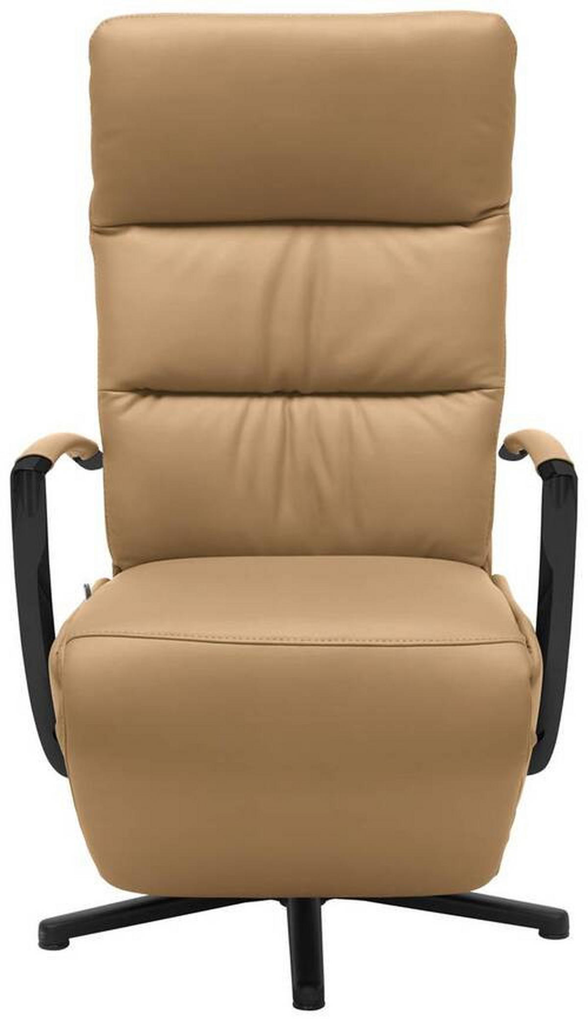 RELAXSESSEL in Leder Honig  - Schwarz/Honig, Design, Leder/Metall (64/112/80cm) - Cantus