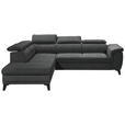 ECKSOFA Anthrazit Mikrovelours  - Anthrazit/Schwarz, KONVENTIONELL, Kunststoff/Textil (231/274cm) - Carryhome