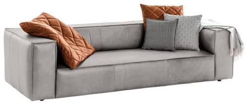 3-SITZER-SOFA in Echtleder Hellgrau  - Hellgrau/Schwarz, MODERN, Leder/Kunststoff (260/66/104cm) - W.Schillig