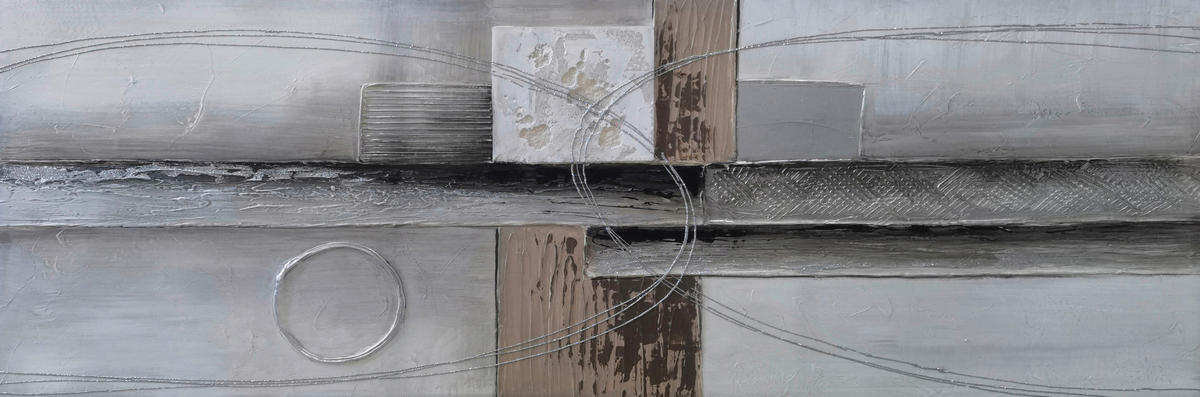 ÖLGEMÄLDE Abstraktes 55/150 cm  - Schwarz/Braun, Design, Holz/Textil (55/150cm) - Monee