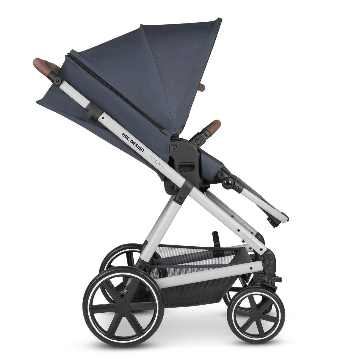 KINDERWAGENSET  Vicon 4  Lake  - Silberfarben/Dunkelblau, Basics, Textil/Metall (91/61/110cm) - ABC Design