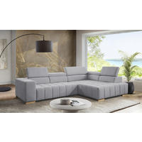 ECKSOFA in Chenille Grau  - Naturfarben/Grau, Design, Holz/Textil (307/201cm) - Livetastic