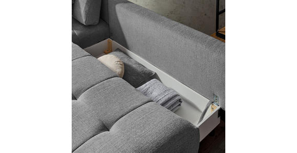 ECKSOFA in Chenille Grau, Dunkelgrau  - Dunkelgrau/Schwarz, MODERN, Textil/Metall (182/290cm) - Hom`in