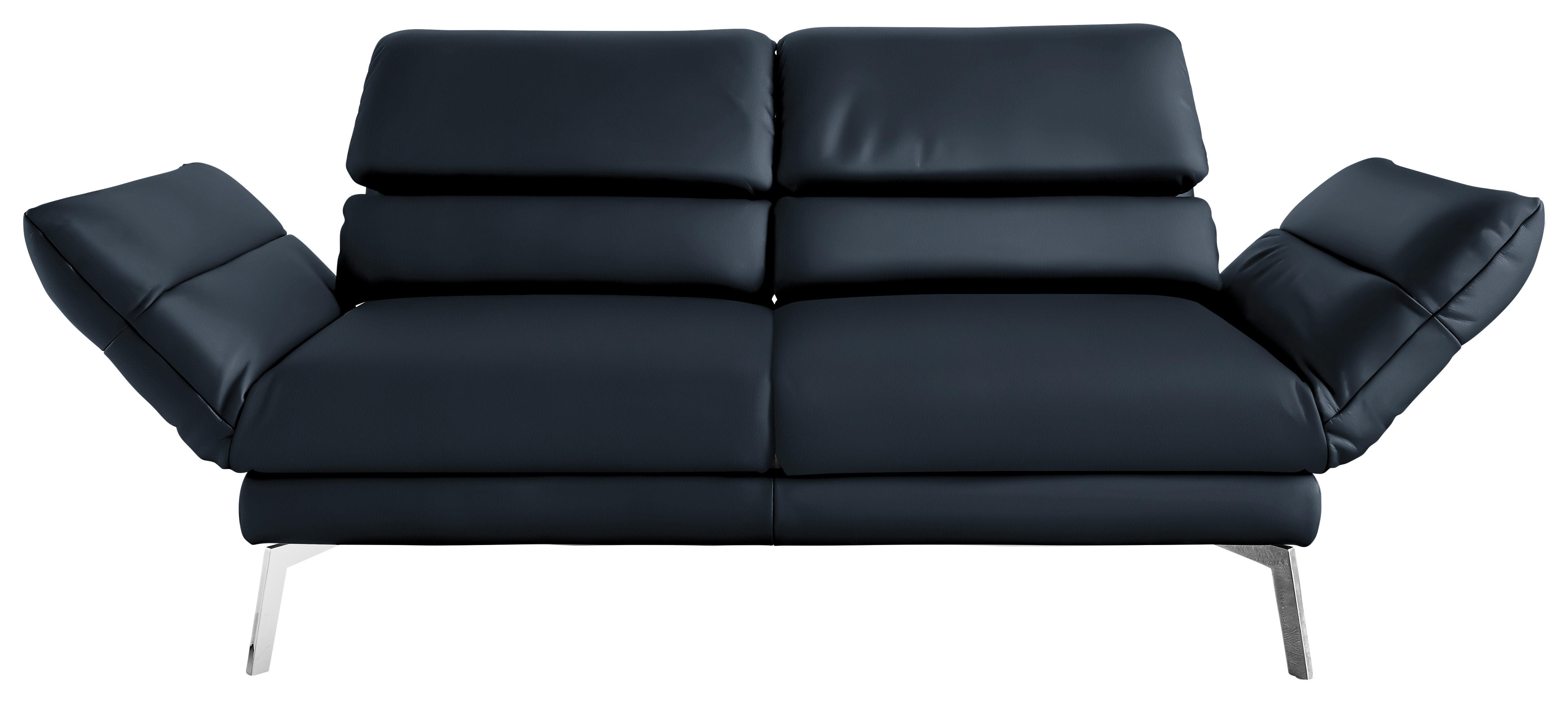 2-SITZER-SOFA Echtleder Dunkelblau  - Chromfarben/Dunkelblau, Design, Leder/Metall (178-226/82/96-177cm) - Dieter Knoll