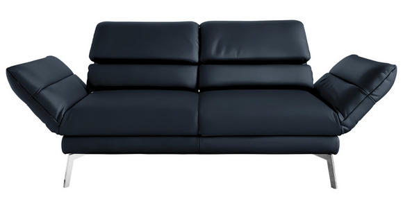 2-SITZER-SOFA Dunkelblau Echtleder  - Chromfarben/Dunkelblau, Design, Leder/Metall (172-226/83/96cm) - Dieter Knoll