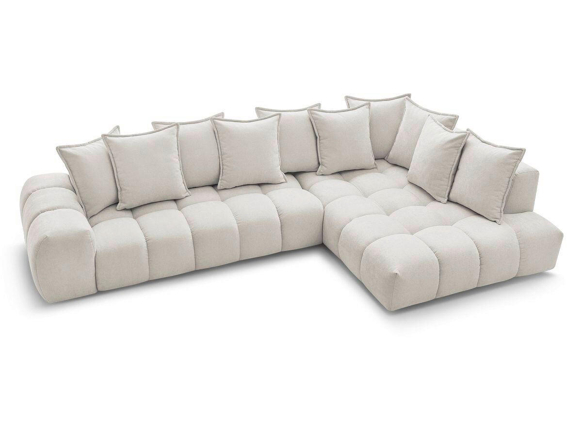 ECKSOFA Ottomane rechts  EVEREST Beige Struktur  - Beige/Schwarz, MODERN, Kunststoff/Textil (352/210cm)