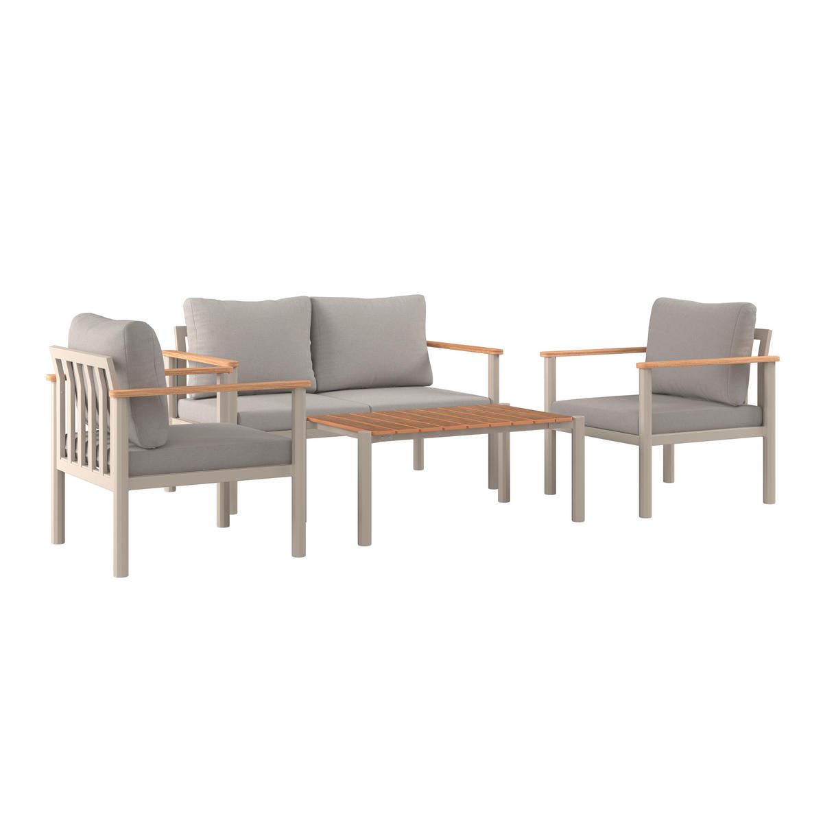 KERTI BÚTORSZETT 4 részes  - bézs/világosszürke, Modern, műanyag/textil - Ambia Garden