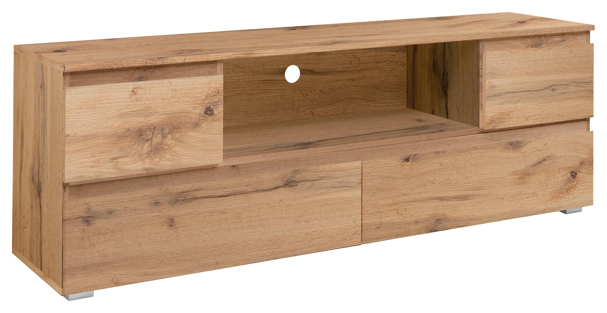 LOWBOARD  in 160/55/40 cm  - Eichefarben/Silberfarben, KONVENTIONELL, Holzwerkstoff (160/55/40cm) - MID.YOU