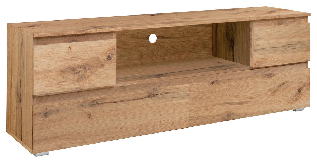 LOWBOARD  in 160/55/40 cm  - Eichefarben/Silberfarben, KONVENTIONELL, Holzwerkstoff (160/55/40cm) - MID.YOU