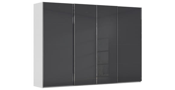 SCHWEBETÜRENSCHRANK  in Schwarz, Seidengrau  - Chromfarben/Seidengrau, Design, Glas/Holzwerkstoff (316/223/68cm) - Novel