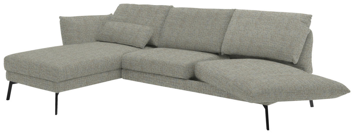 ECKSOFA in Flachgewebe Naturfarben  175/277 cm  - Schwarz/Naturfarben, Design, Textil/Metall (175/277cm) - Schöner Wohnen