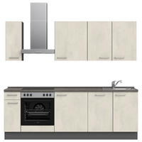 KÜCHENBLOCK 240 cm   in Weiß, Schieferfarben  - Schieferfarben/Edelstahlfarben, MODERN, Holzwerkstoff/Metall (240cm) - Nobilia