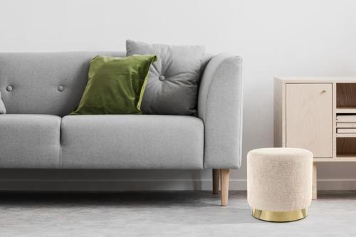 HOCKER in Metall, Textil Goldfarben, Beige - Beige/Goldfarben, Basics, Textil/Metall (35/35/35cm) - Kayoom
