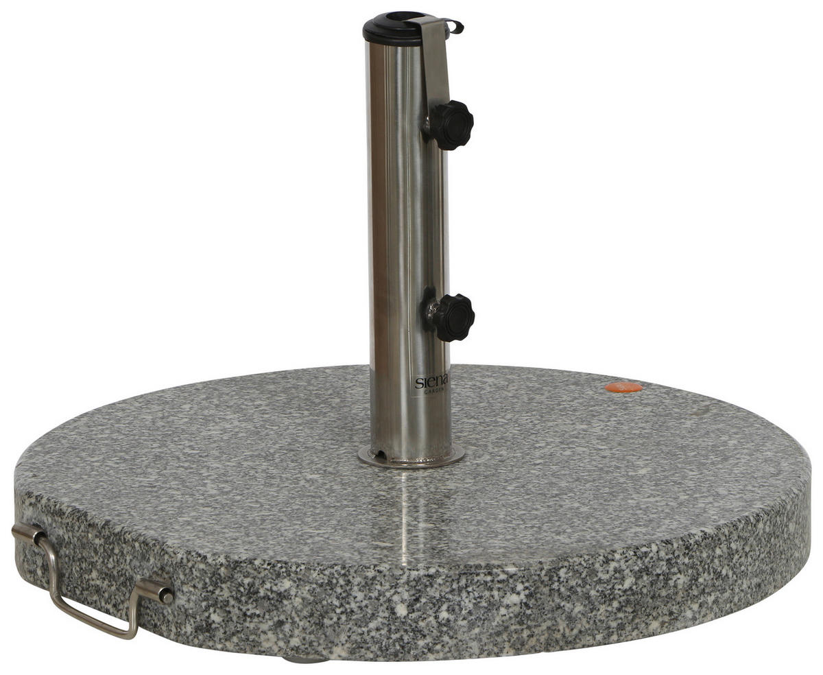 SONNENSCHIRMSTÄNDER Granit Grau, Silberfarben  - Silberfarben/Grau, KONVENTIONELL, Stein/Metall (50/6/50cm) - Siena Garden