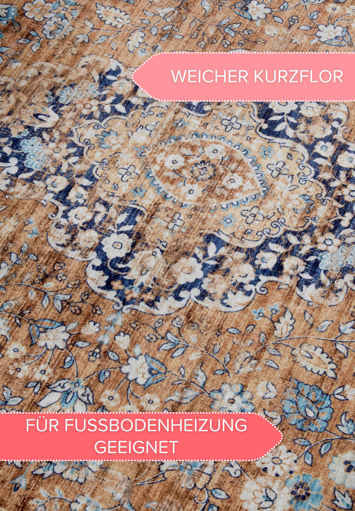 VINTAGE-TEPPICH 80/150/150 cm Asya Dunkelblau, Kupferfarben  - Dunkelblau/Kupferfarben, Design, Kunststoff/Textil (80/150/150cm)