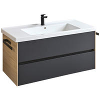 WASCHTISCHKOMBI 121 cm  - Eichefarben/Lavagrau, Design, Keramik/Holzwerkstoff (121cm) - Dieter Knoll