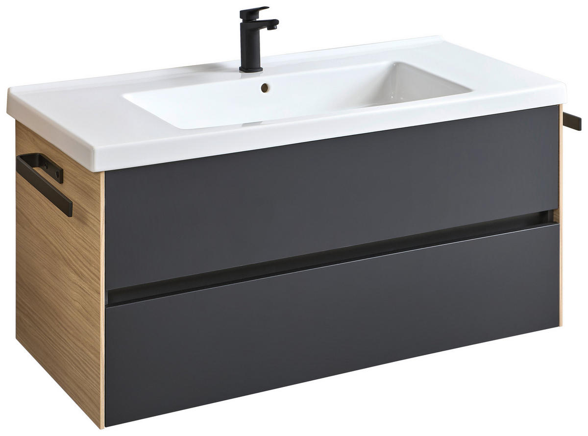 WASCHTISCHKOMBI 121 cm  - Eichefarben/Lavagrau, Design, Keramik/Holzwerkstoff (121cm) - Dieter Knoll