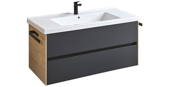 WASCHTISCHKOMBI 121 cm  - Eichefarben/Lavagrau, Design, Keramik/Holzwerkstoff (121cm) - Dieter Knoll