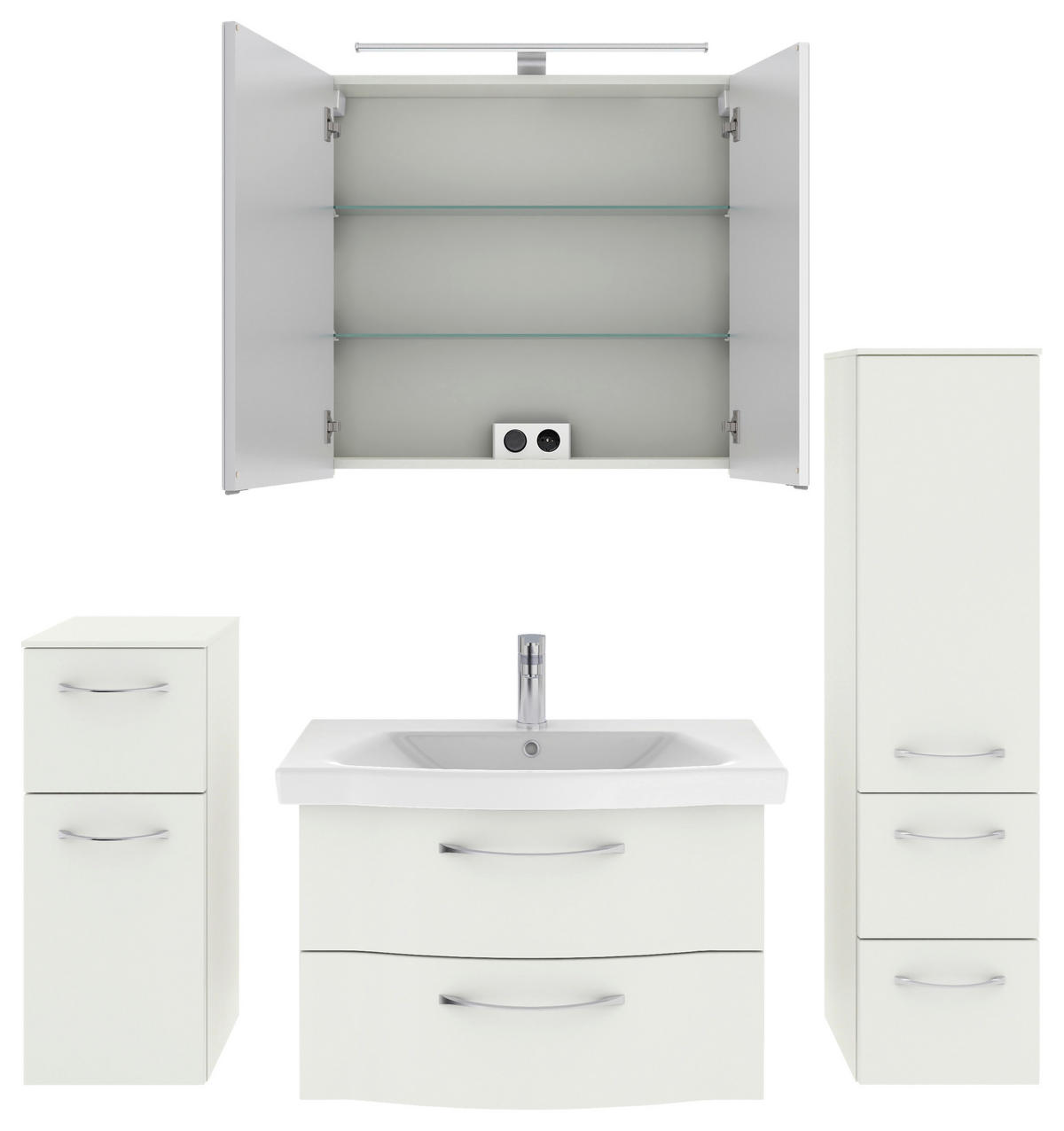 BADEZIMMER 5-teilig  in 142 cm  - Chromfarben/Weiß Hochglanz, KONVENTIONELL, Glas/Keramik (142cm) - Pelipal