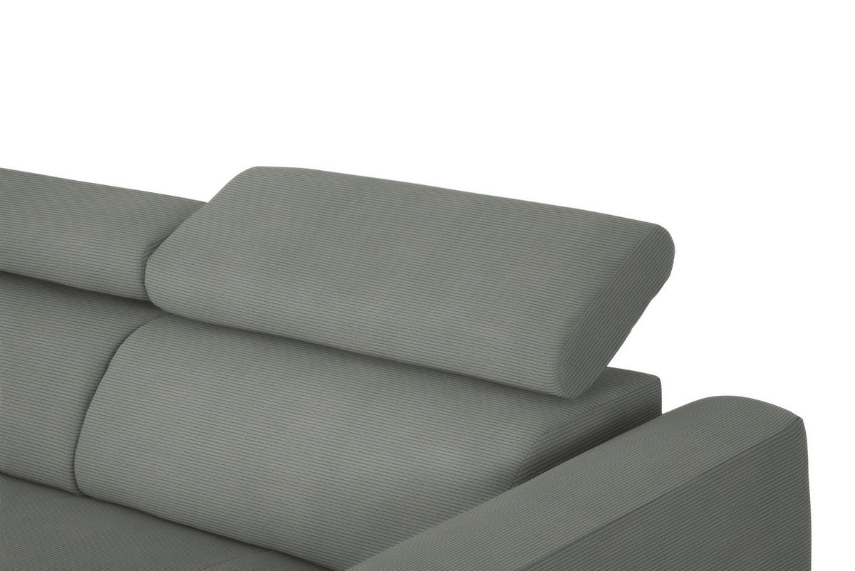 ECKSOFA in Feincord Hellgrau  - Hellgrau/Schwarz, Design, Textil/Metall (205/280cm) - MID.YOU