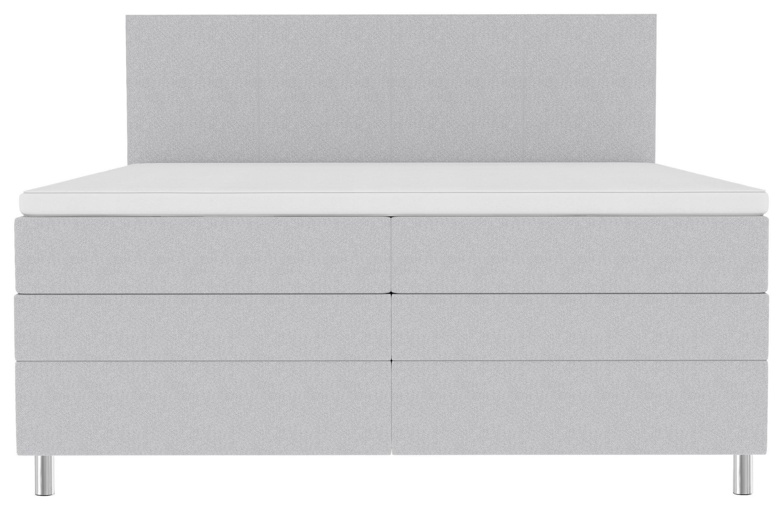 BOXSPRINGBETT 180/200 cm  in Hellgrau  - Chromfarben/Hellgrau, KONVENTIONELL, Kunststoff/Textil (180/200cm) - Boxxx