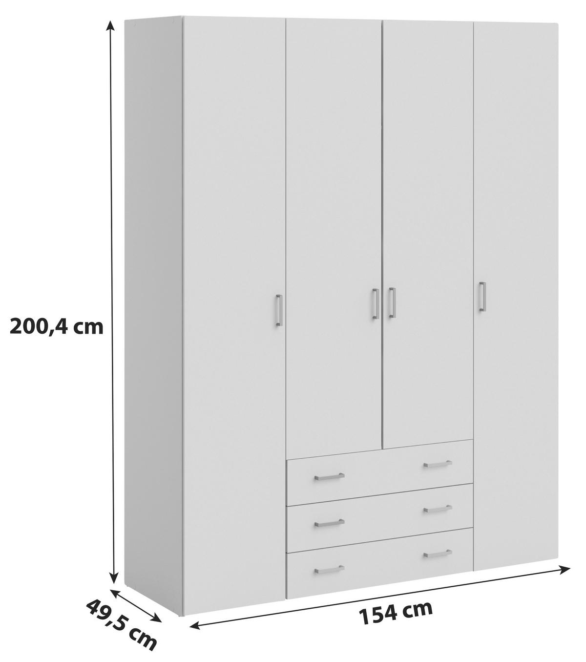 KLEIDERSCHRANK  in Weiß  - Silberfarben/Weiß, Basics, Holzwerkstoff/Metall (154/200,4/49,5cm) - MID.YOU