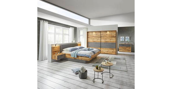 Schiebetürenschrank 270cm Alicante, Alpinlook/Betonoxid - Fichtefarben/Grau, MODERN, Holzwerkstoff (270/210/60cm) - Luca Bessoni