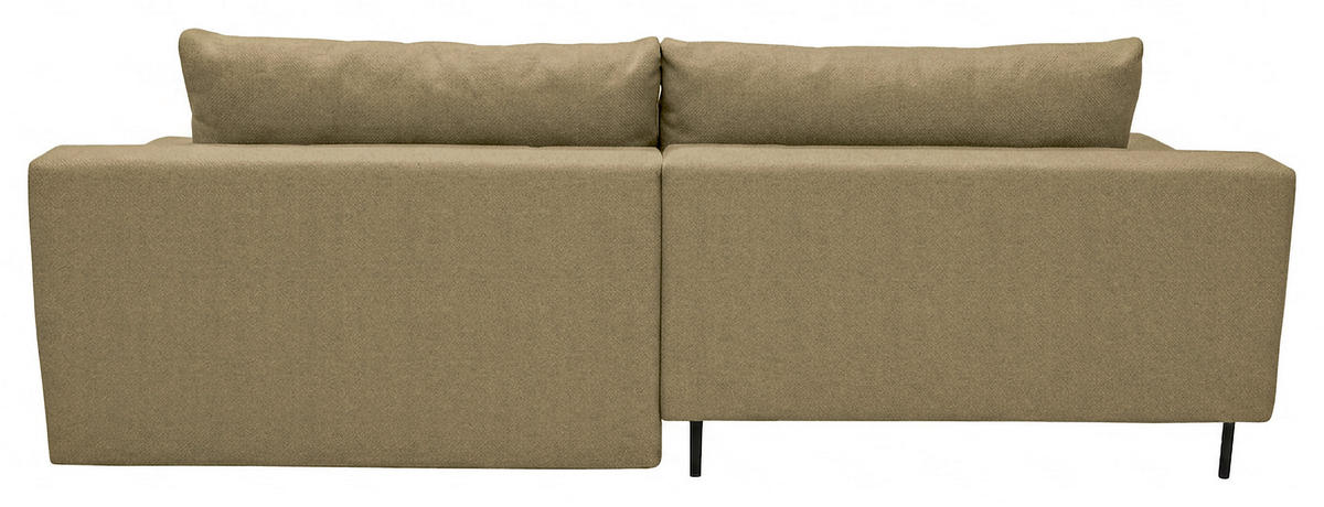 ECKSOFA Olivgrün Struktur Rückenkissen, Bettkasten, Schlaffunktion, Rücken echt, Armteilverstellung, Liegefläche im Originalstoff  - Beige/Schwarz, MODERN, Textil/Metall (181/263cm) - Carryhome